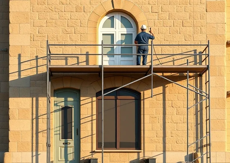 Ravalement de façade en pierre, nettoyage et application d'enduit
